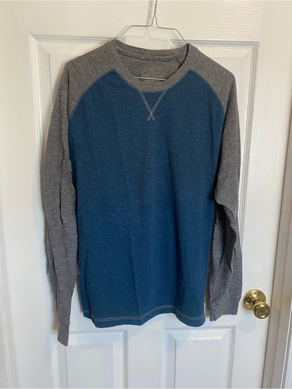 RedHead Men's Long Sleeve Crewneck - Teal Blue & Gray